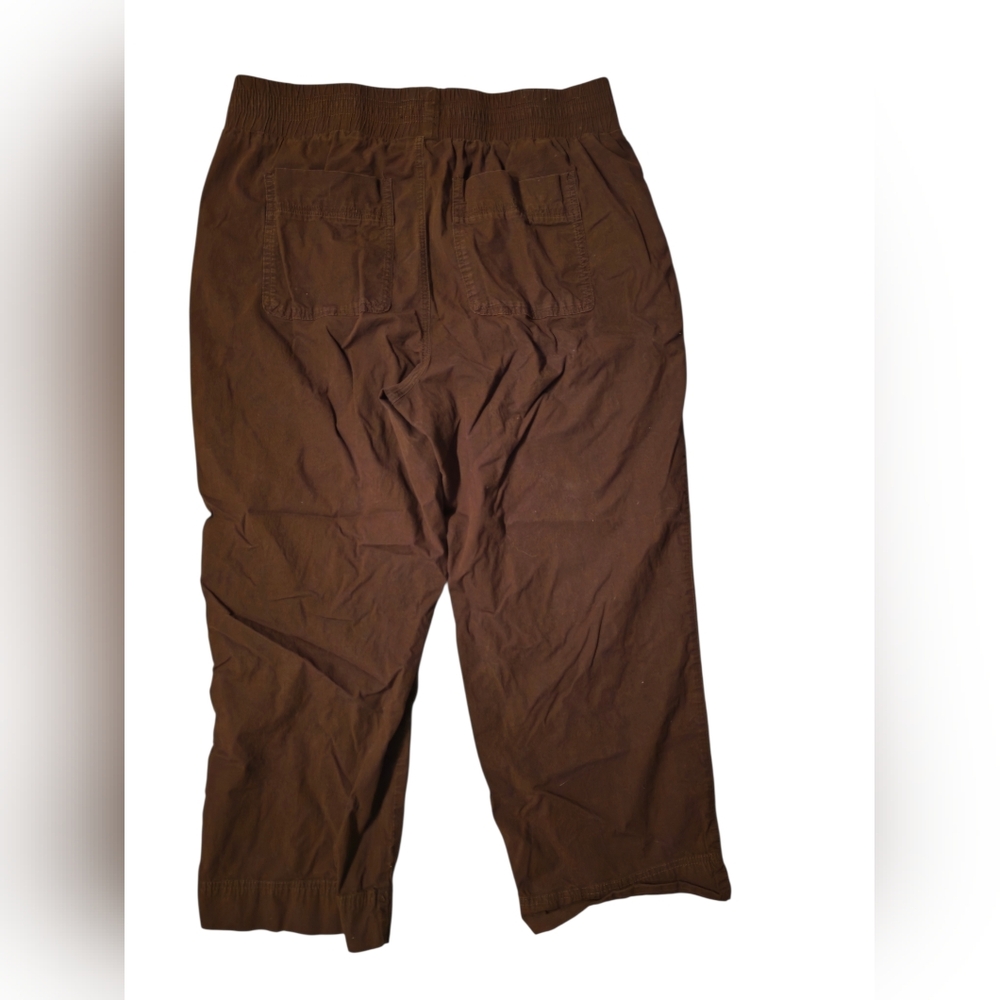 Democracy Brown Elastic Waist Ankle Pants XL Stretch Cotton Blend - Picture 3 of 7